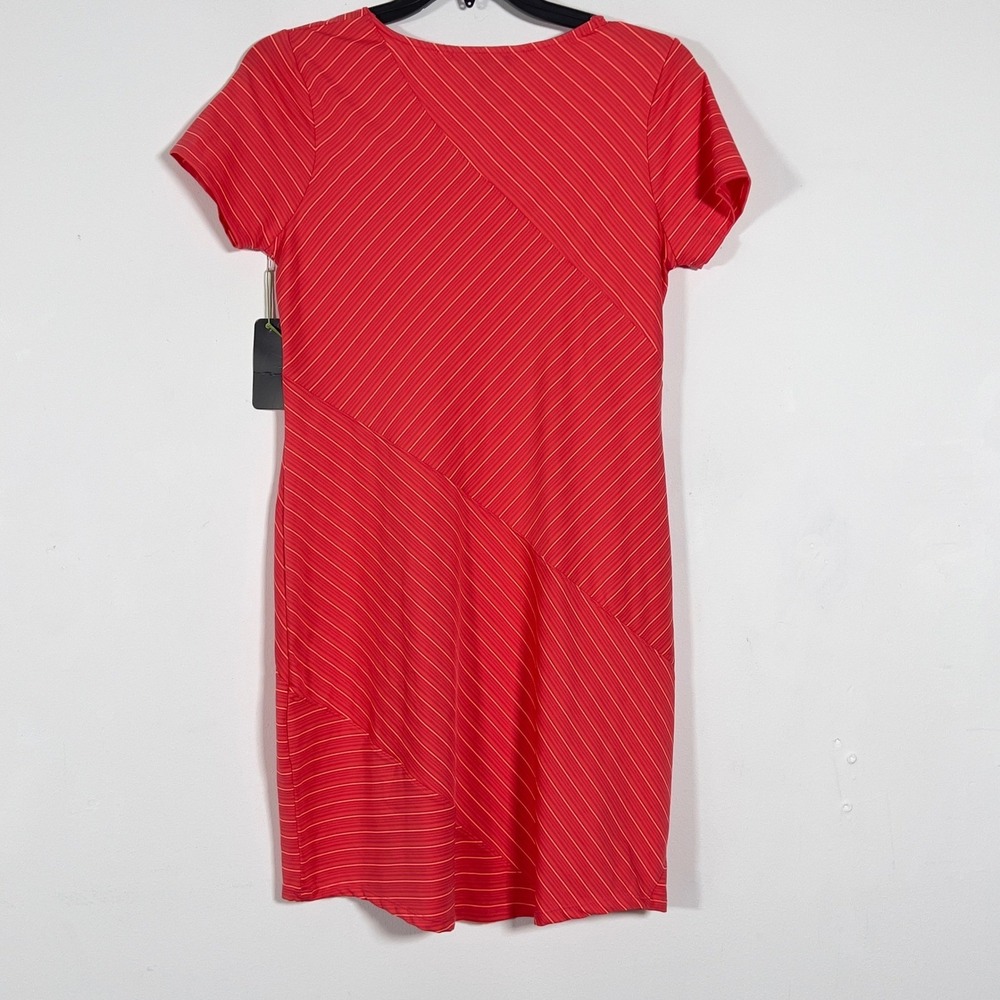 Freedom Trail V-Neck Short Sleeve Dress Women L Red Striped Activewear Athletic - Picture 4 of 11